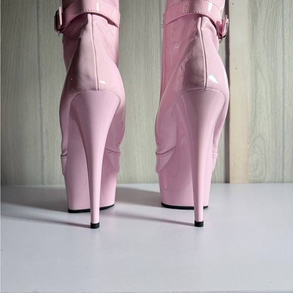 Pleaser Adore baby pink Patent Thigh High Boots - 5”1/2 Heel - Size 8 - Picture 8 of 13
